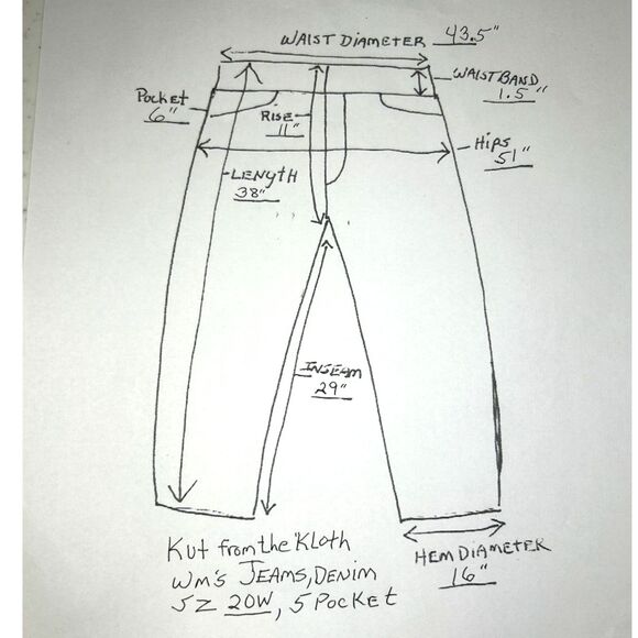 Kut Jeans Wm's Denim Jeans Sz 20W, 5 Pkt Katy, Boyfriend, Dk Blue, Distressed - Picture 3 of 9